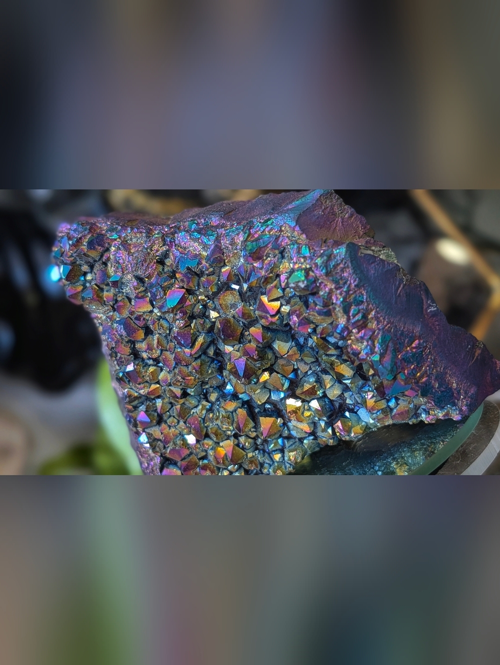 Rainbow Aura Electroplated Amethyst Crystal Cluster - Picture 3 of 13
